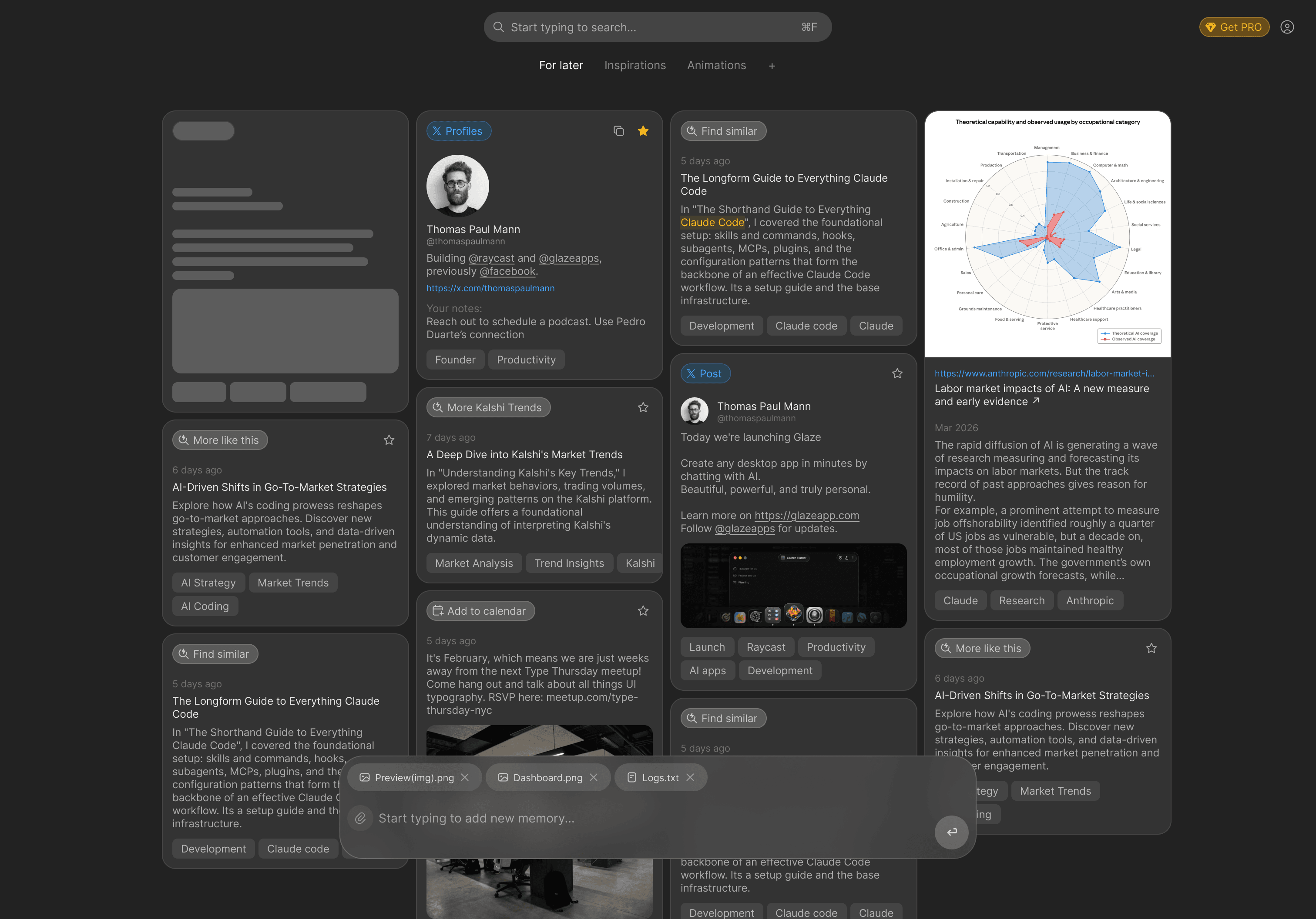 Memory App Interface